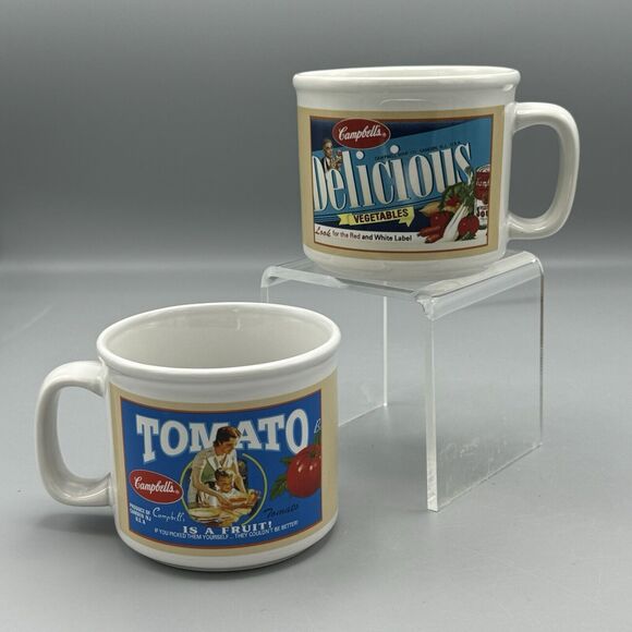 Pair of Campbells Advertising Ceramic Soup Chili Mug 2005 Houston Harvest 16 Oz - Picture 1 of 9